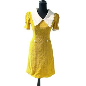 Dolce Viva Collection Retro Broderie Anglaise Dress Peter Pan Collar Medium